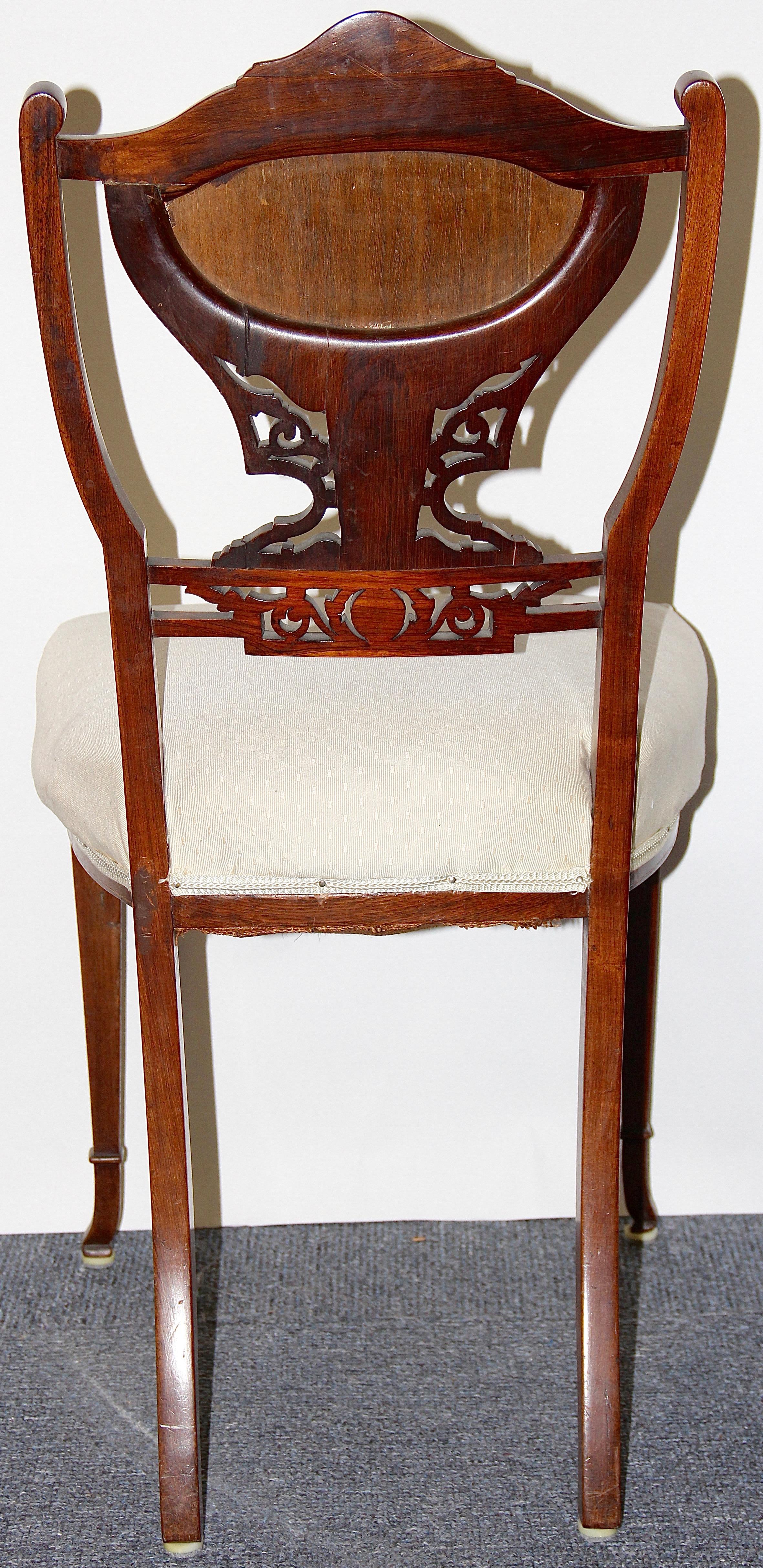 Set of Four Antique Inlaid Side Chairs, 19th Century For Sale 1