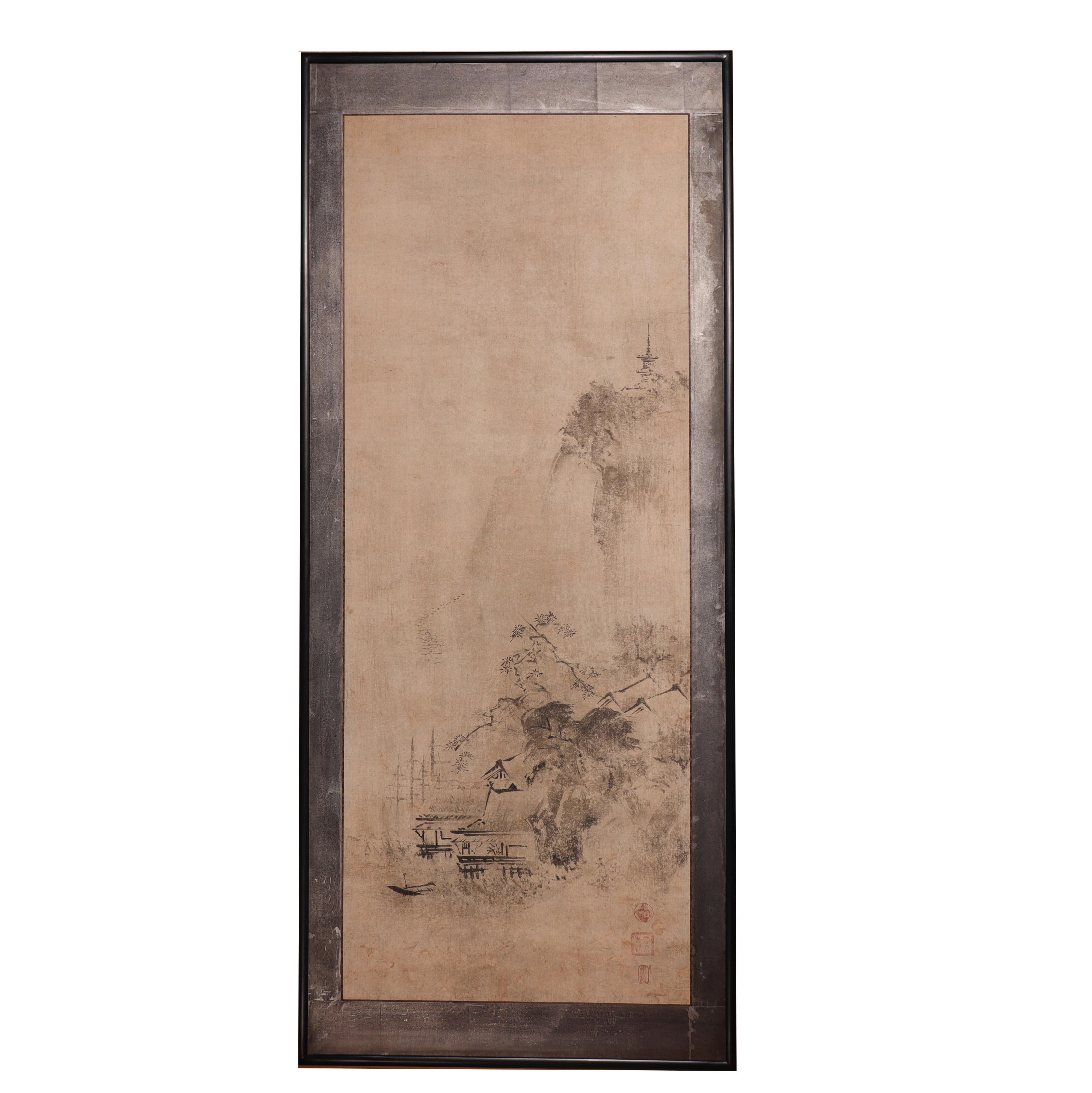 Set of Four Japanese Suibokuga Ink Paintings by Kano Tokinobu, 17th Century For Sale 9
