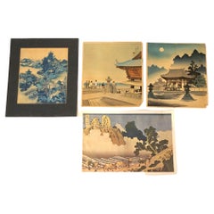Set of Four Antique Japanese Woodblock Prints C1920