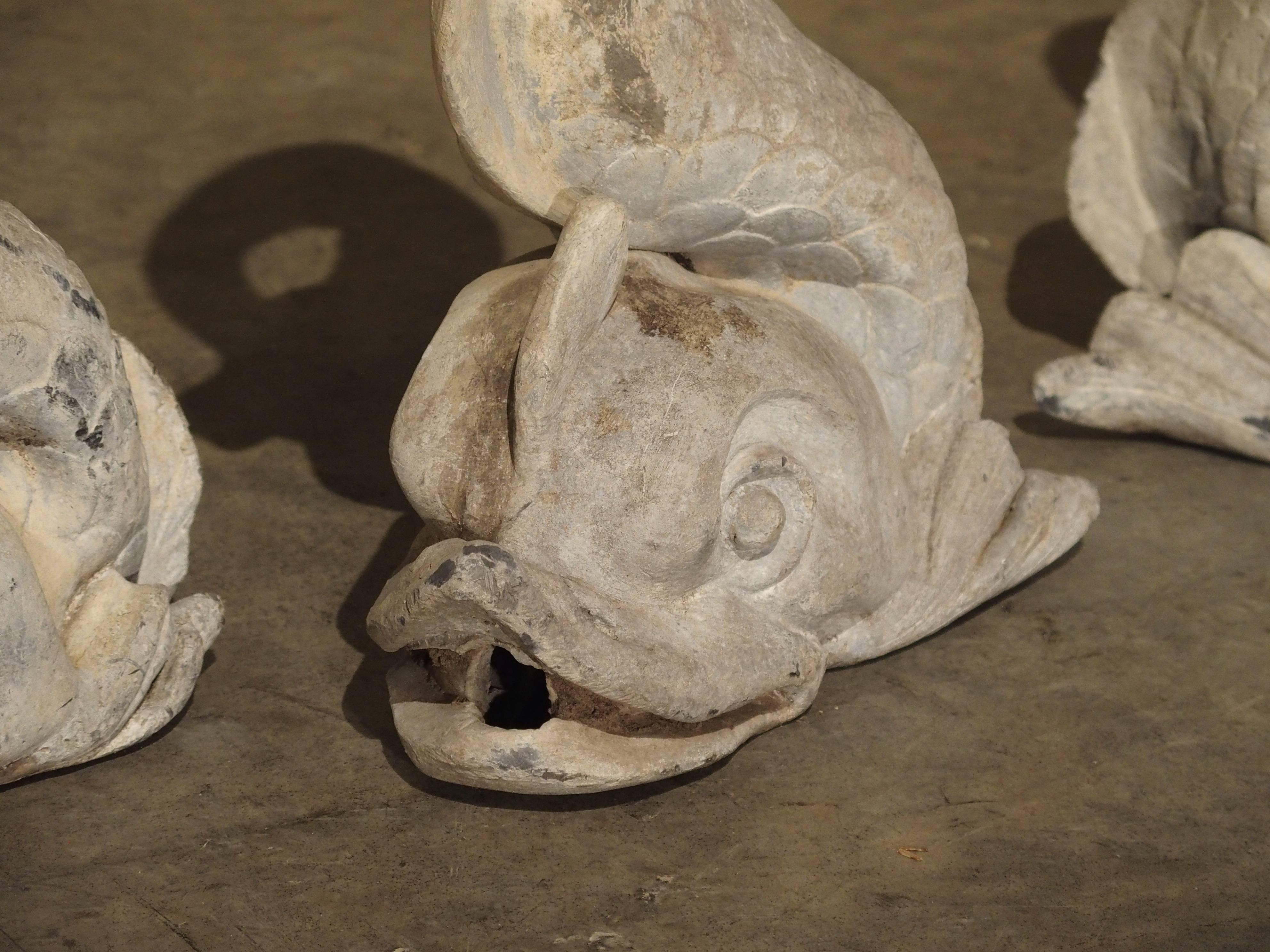 Set of Four Antique Lead French Dolphin Statues or Fountain Spouts, circa 1910 5