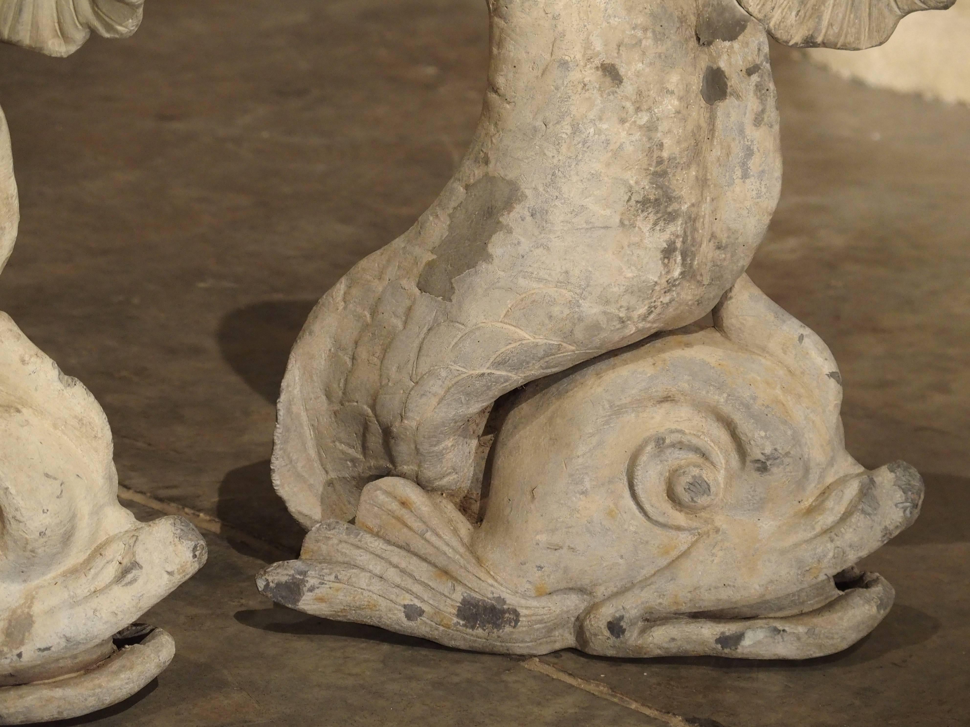 Set of Four Antique Lead French Dolphin Statues or Fountain Spouts, circa 1910 6
