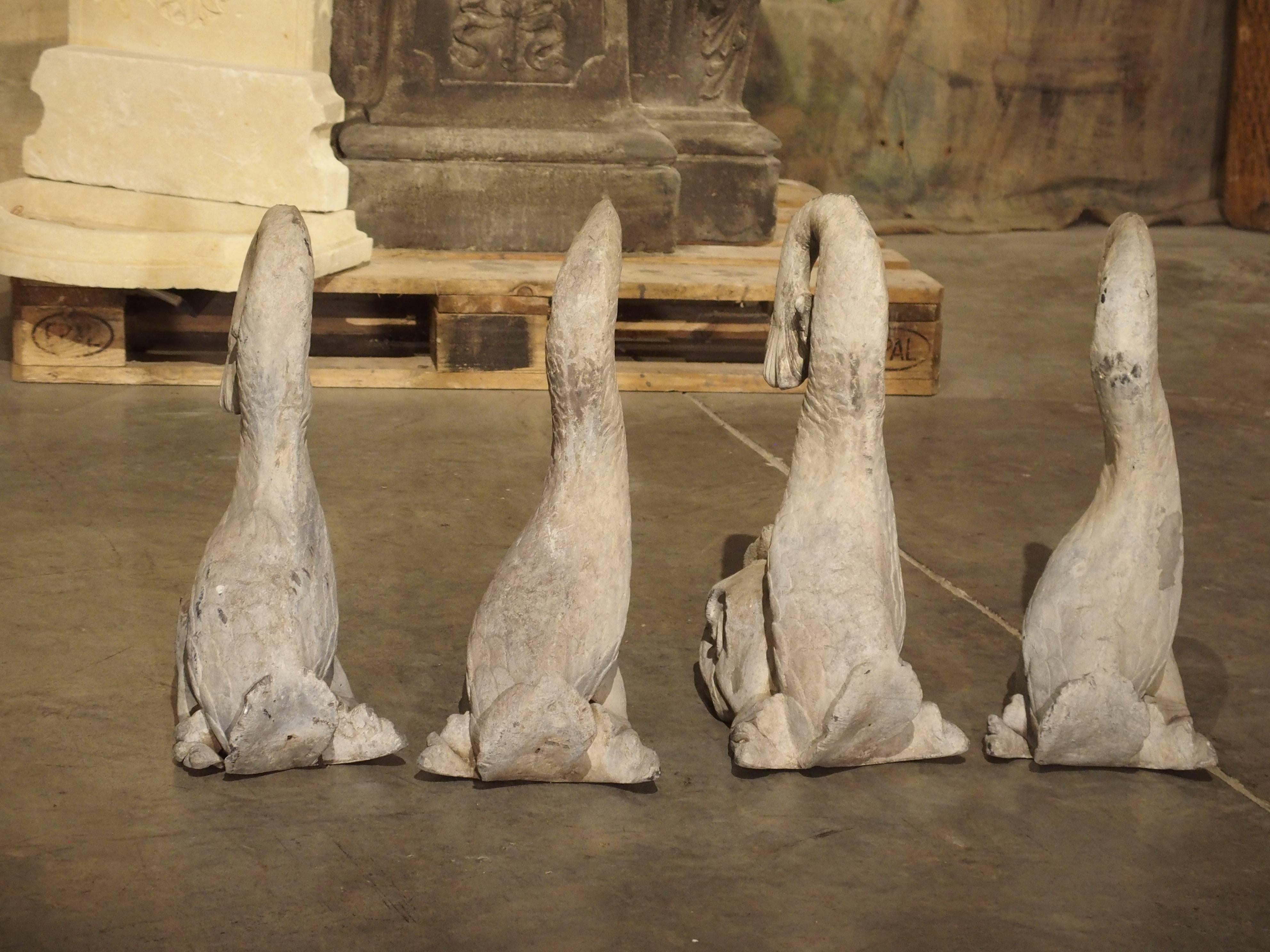 Set of Four Antique Lead French Dolphin Statues or Fountain Spouts, circa 1910 9