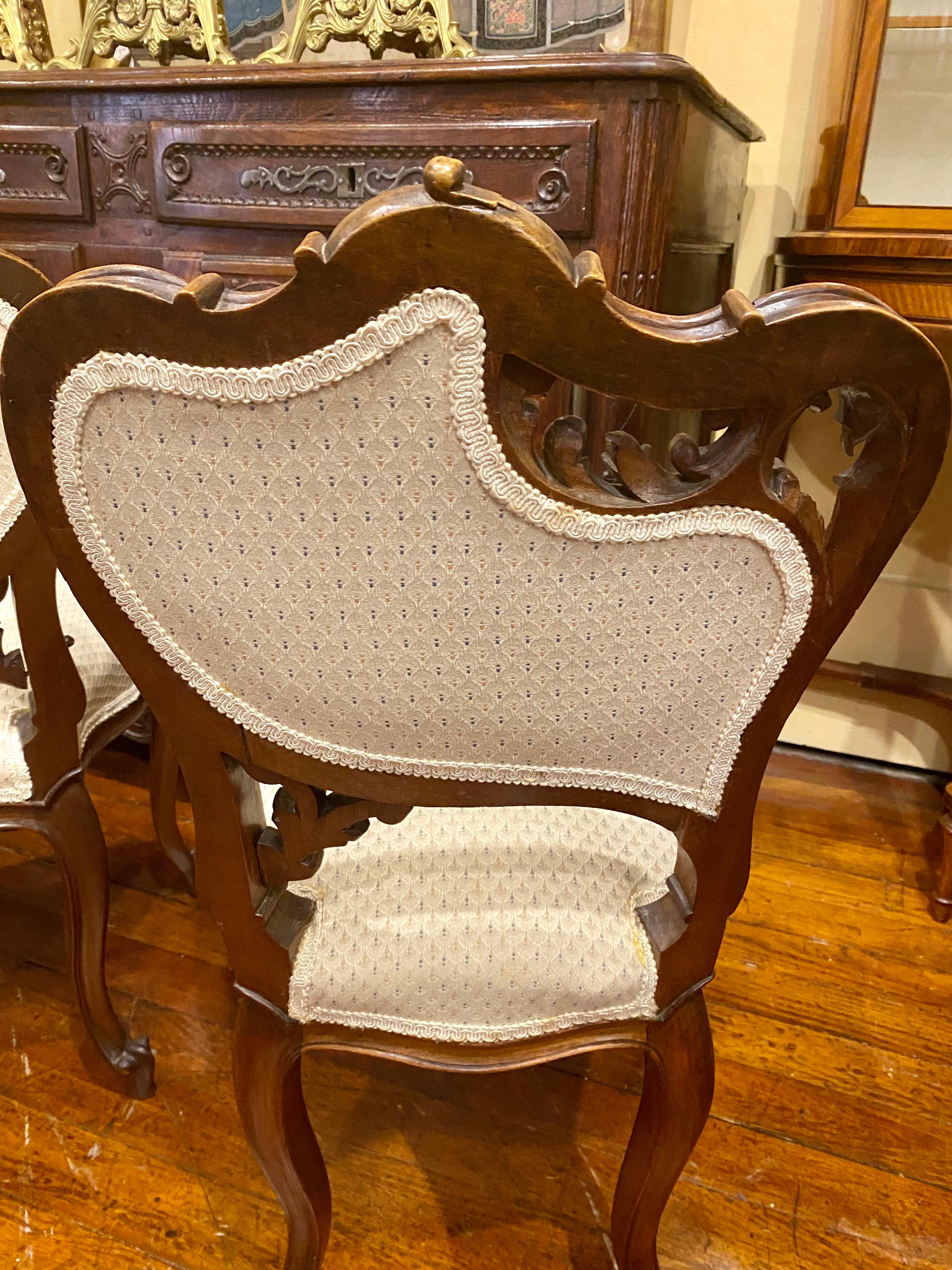 Set of 4 Antique French Louis XV Carved Walnut Belle Epoch Side Chairs, Ca. 1880 6