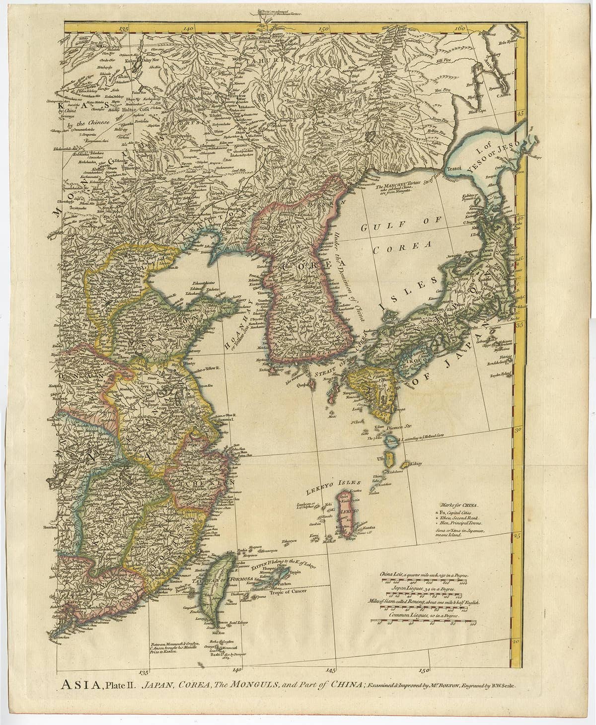 Set of Four Original Antique Maps of Asia by Bolton & Seale, circa 1770