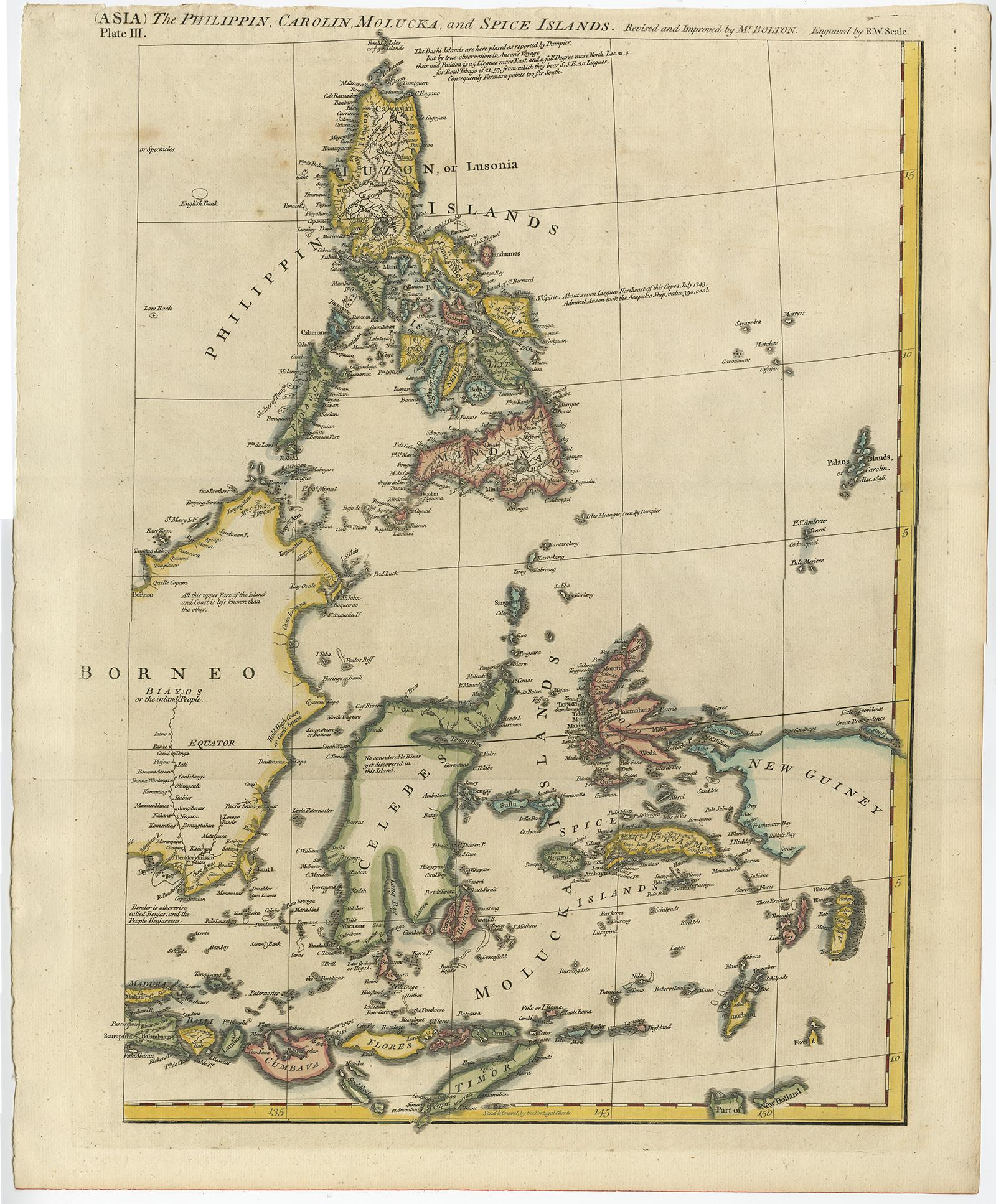 Paper Set of Four Original Antique Maps of Asia by Bolton & Seale, circa 1770 For Sale