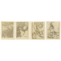 Set of Four Original Used Maps of Asia by Bolton & Seale, circa 1770