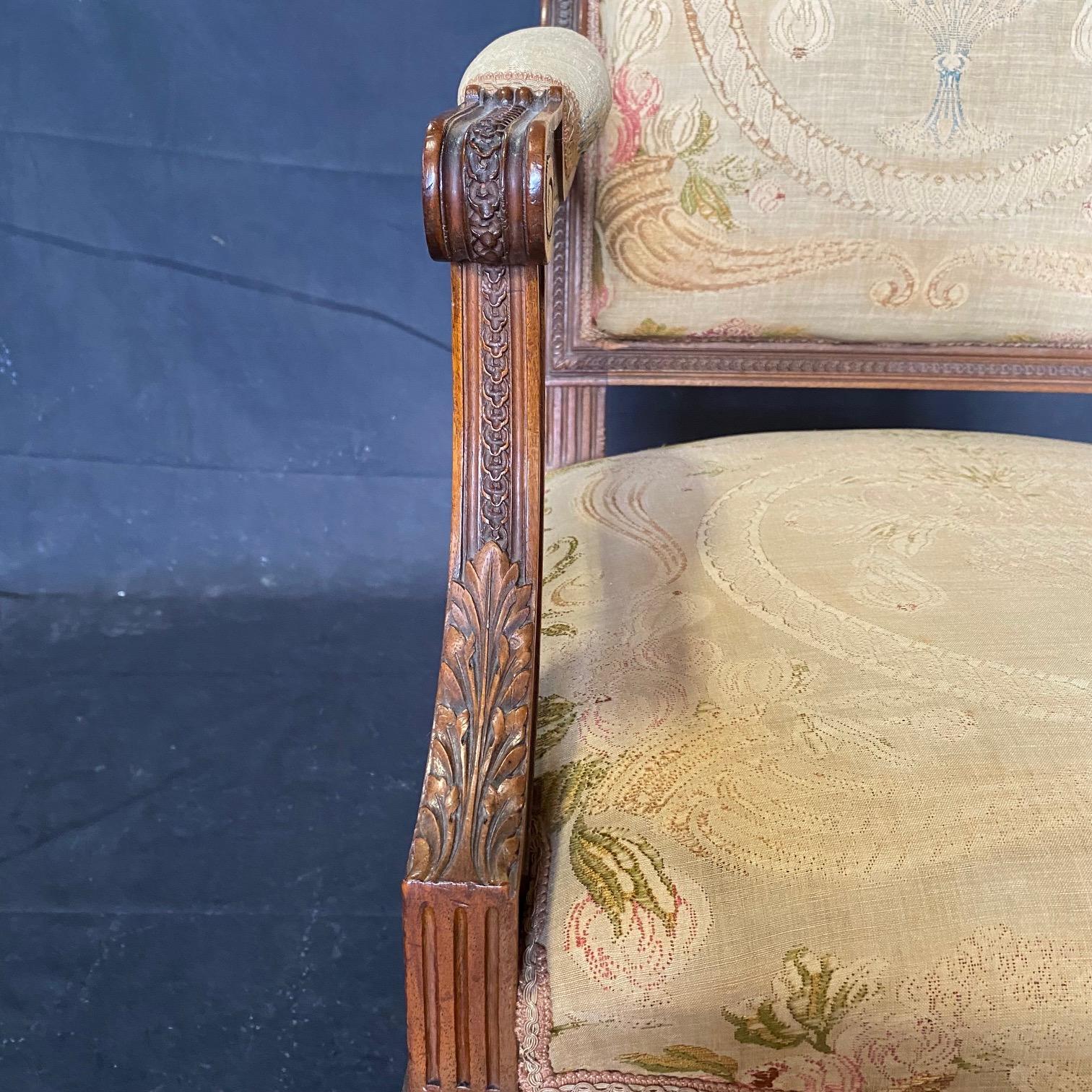 Set of Four Antique Museum Quality French Louis XVI Dining Armchairs For Sale 5