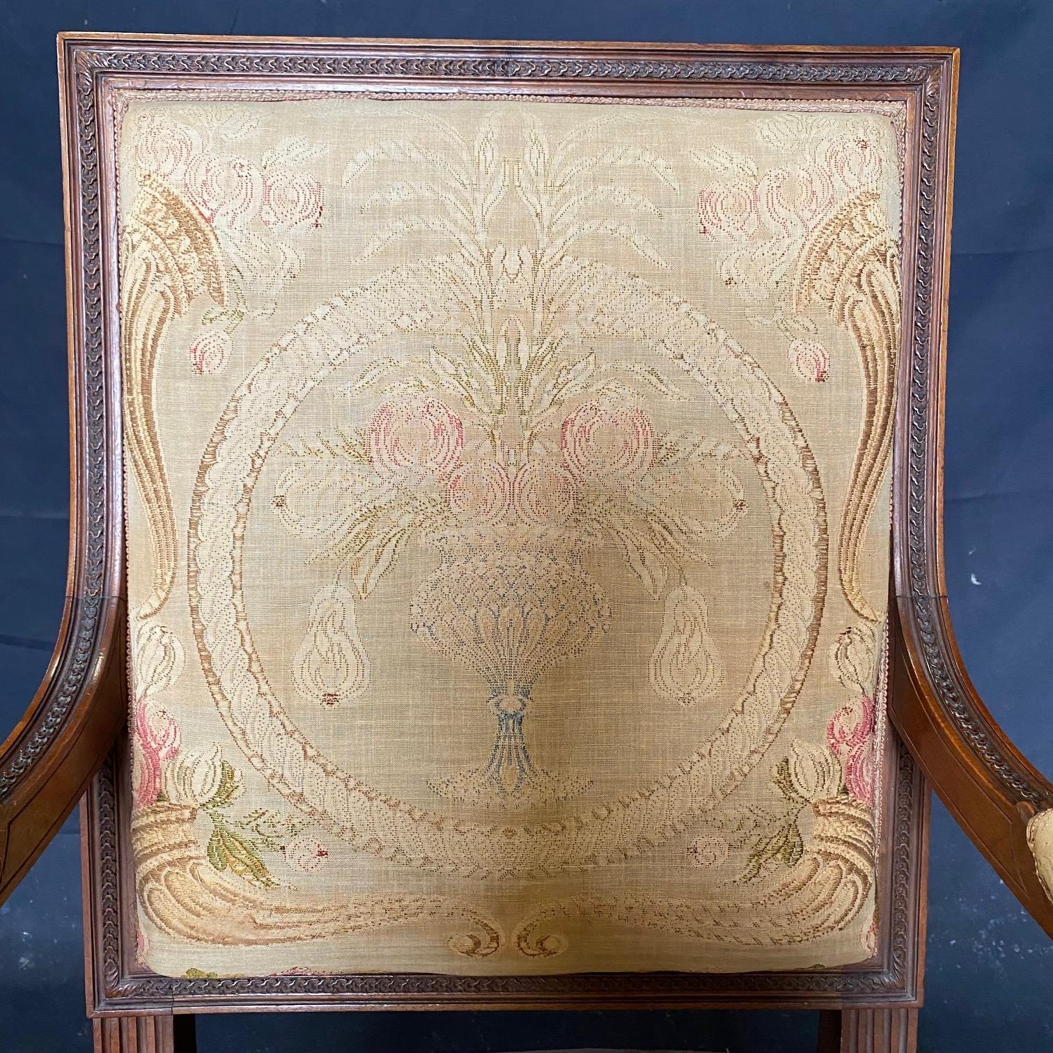 Set of Four Antique Museum Quality French Louis XVI Dining Armchairs For Sale 7