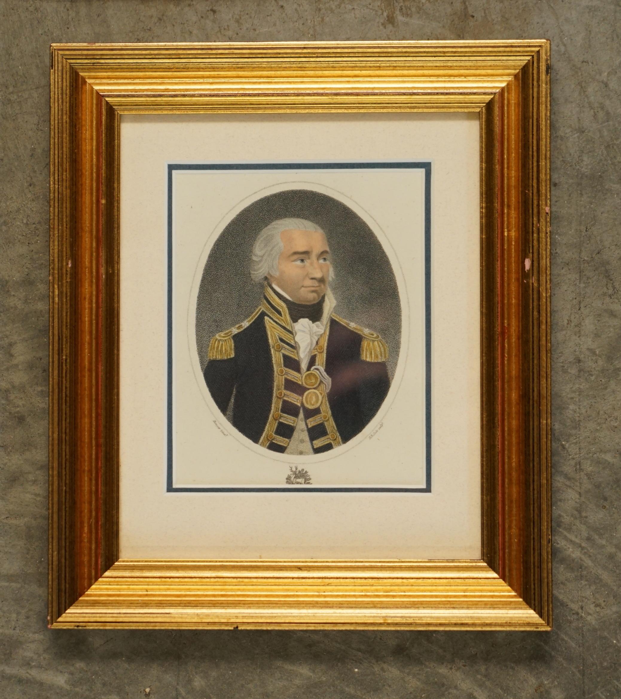 19th Century Set of Four Antique Naval Prints New Giltwood Frames Lord Bridport Keith Chapman For Sale