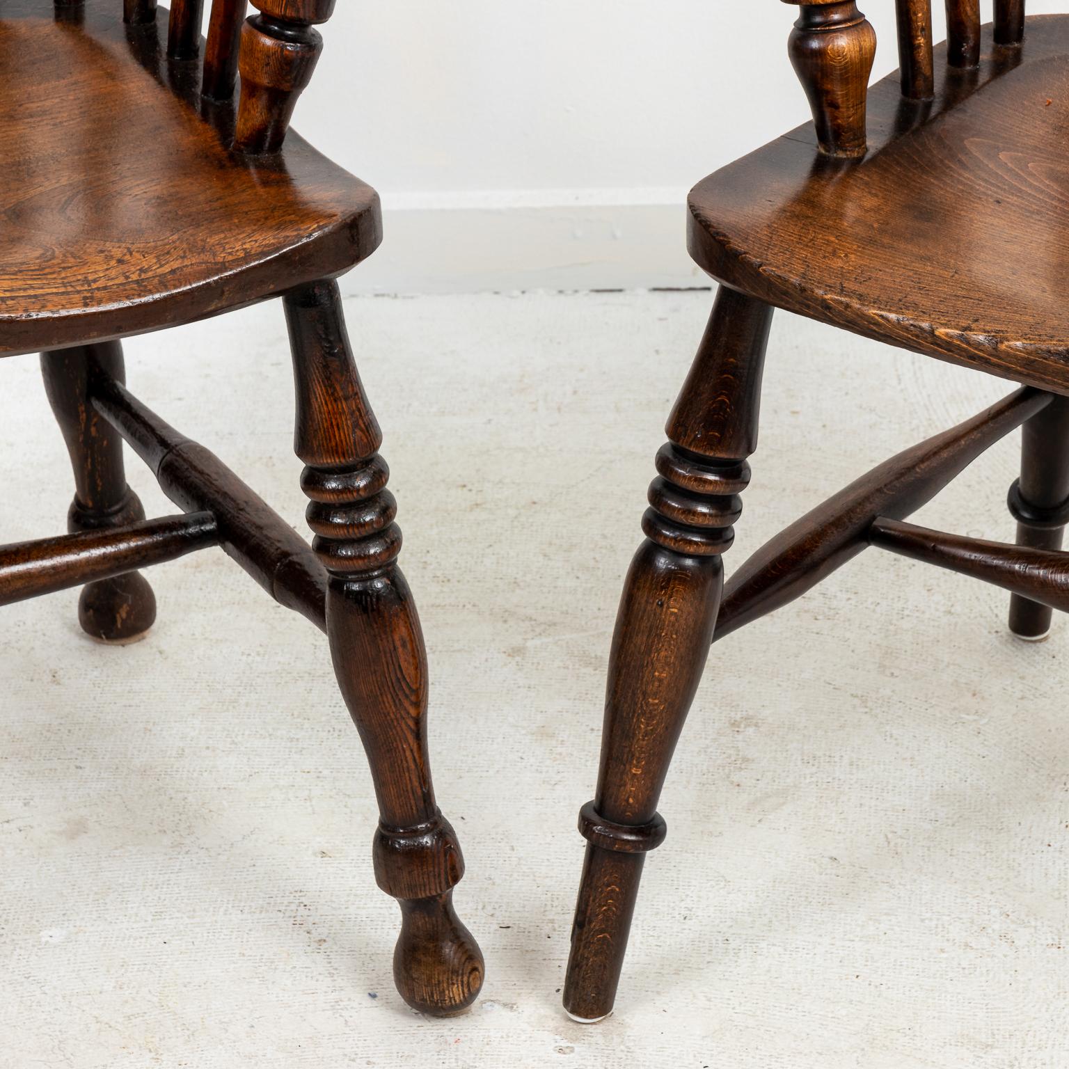 20th Century Set of Four Antique Oak Windsor Armchairs