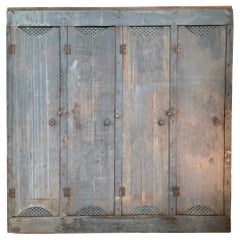 Set of Four Antique Painted Industrial Factory Lockers