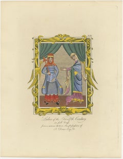 Set of four Antique Prints of English Costumes by Strutt '1862'