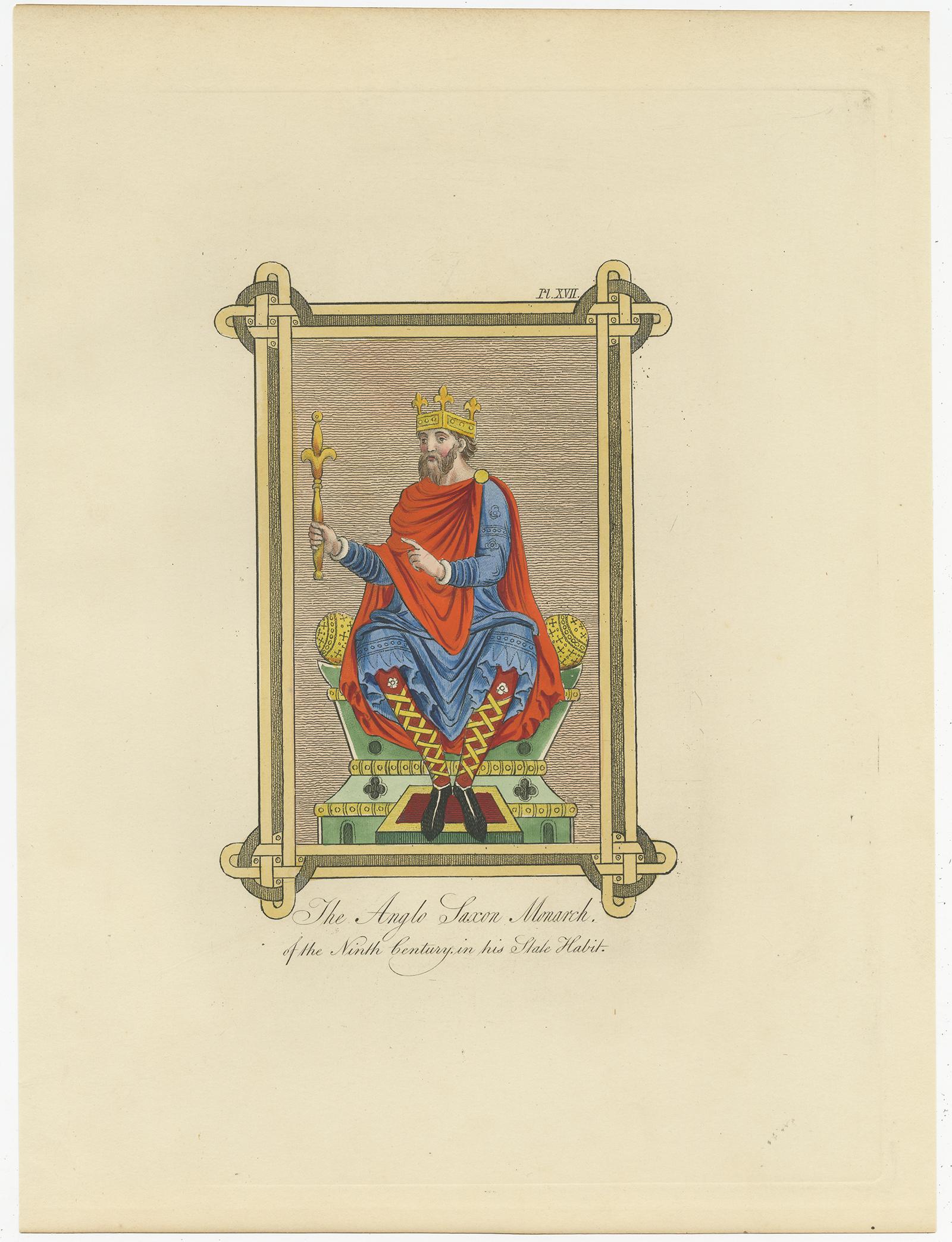 Set von vier antiken Drucken englischer Kostüme von Strutt '1862' (Papier) im Angebot