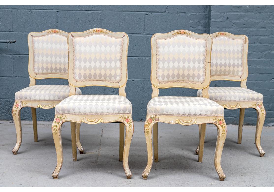 Set Of Four Antique Provencial French Hand Painted Chairs For Sale 3