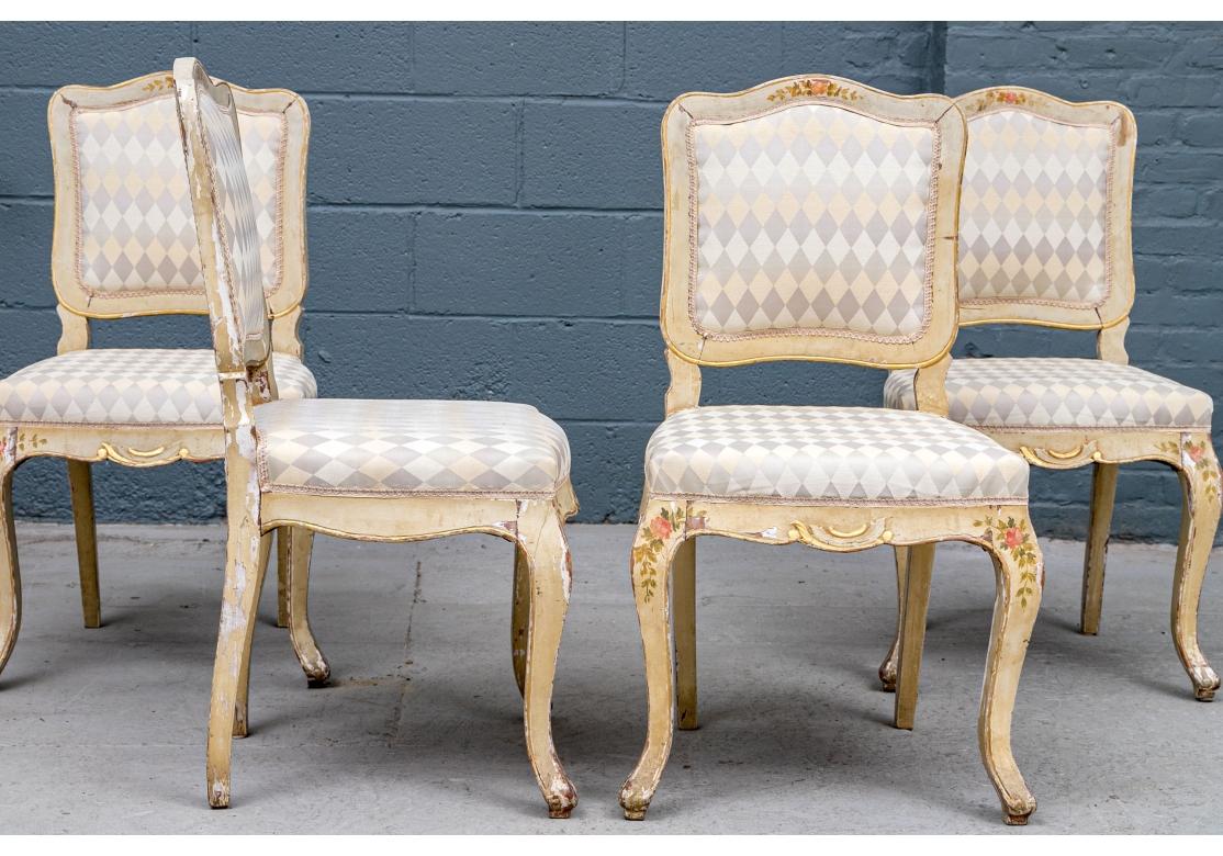 Set Of Four Antique Provencial French Hand Painted Chairs For Sale 6