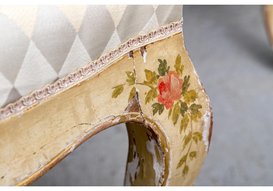 French Provincial Set Of Four Antique Provencial French Hand Painted Chairs For Sale