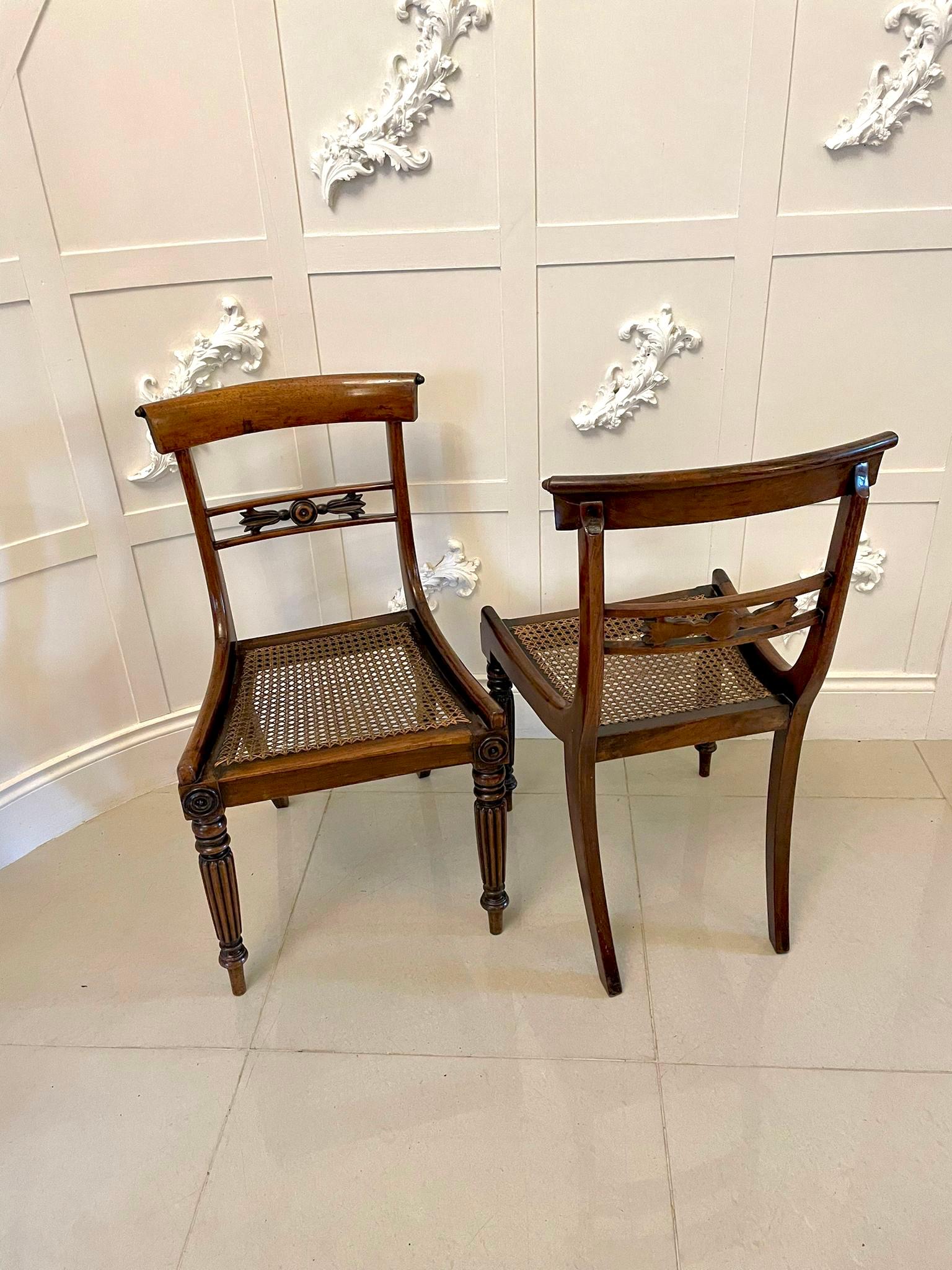 English Set of Four Antique Regency Quality Rosewood Dining Chairs