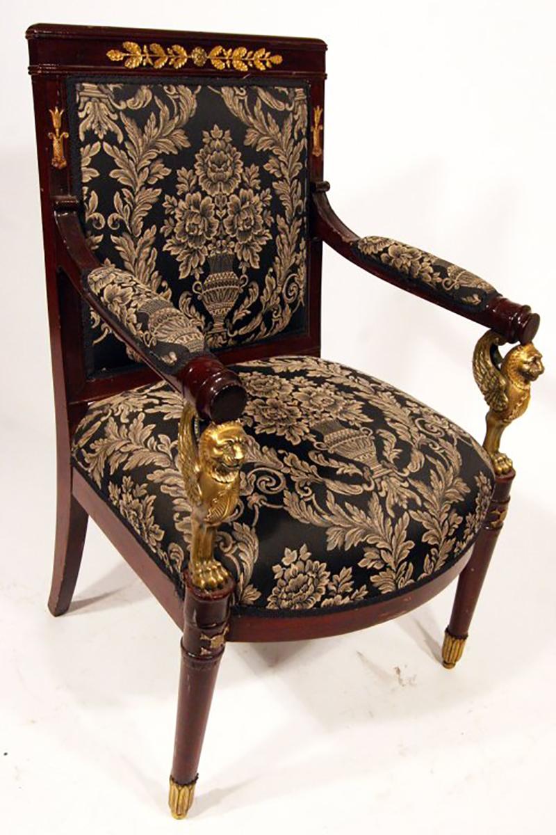American Set of Four Antique Regency Style Throne Armchairs For Sale