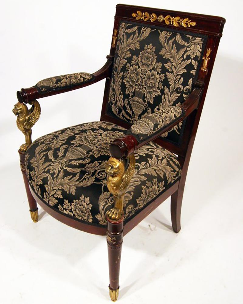 20th Century Set of Four Antique Regency Style Throne Armchairs For Sale