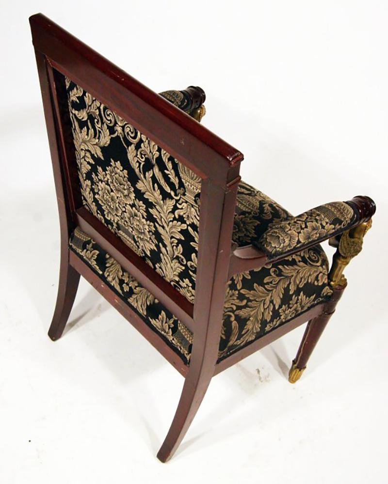 Bronze Set of Four Antique Regency Style Throne Armchairs For Sale