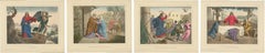 Satz von vier antiken religiösen Drucken, um 1840