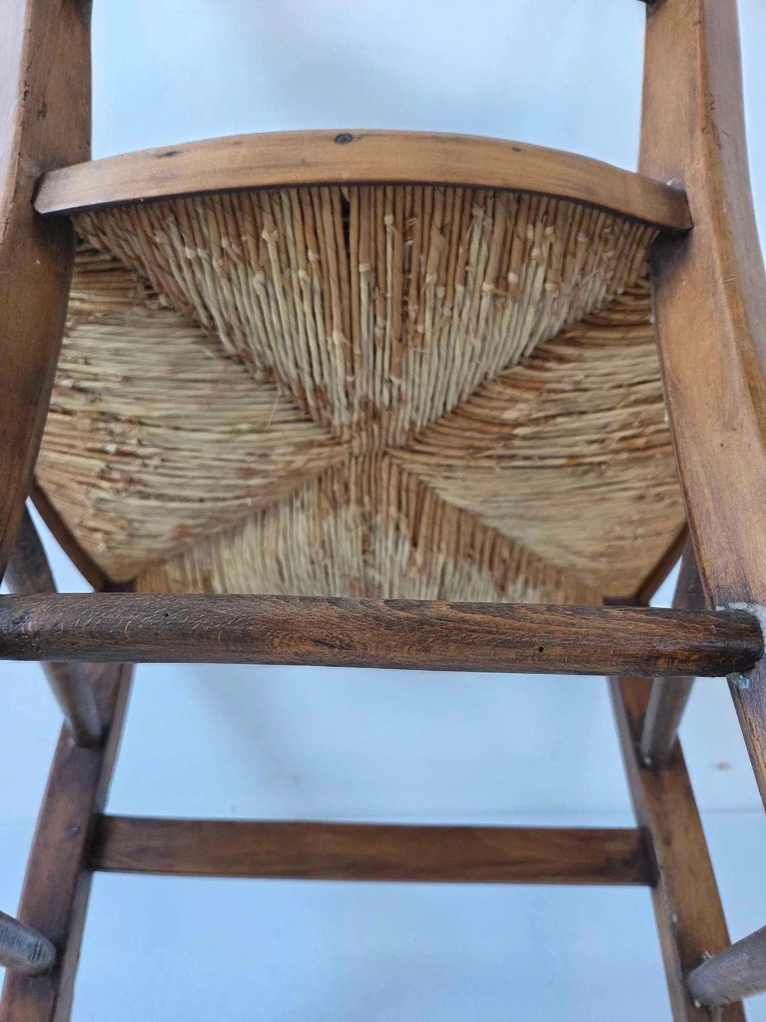 Satz von vier antiken Binsenstühlen mit Leiterlehne, 19. Jahrhundert im Angebot 4
