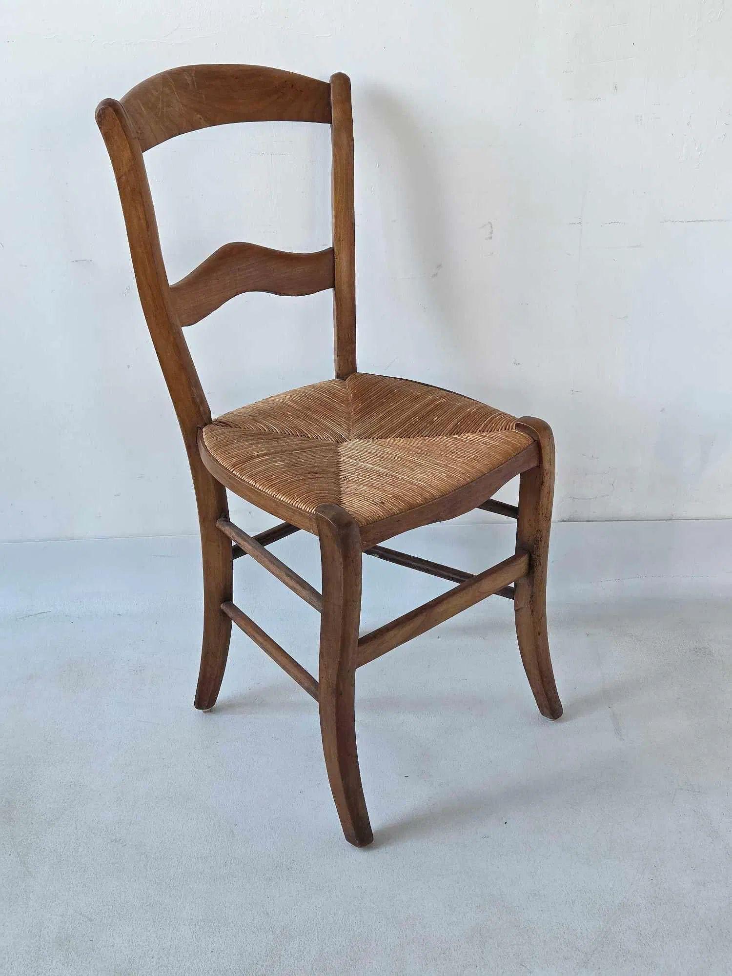 Satz von vier antiken Binsenstühlen mit Leiterlehne, 19. Jahrhundert im Zustand „Gut“ im Angebot in Houston, TX