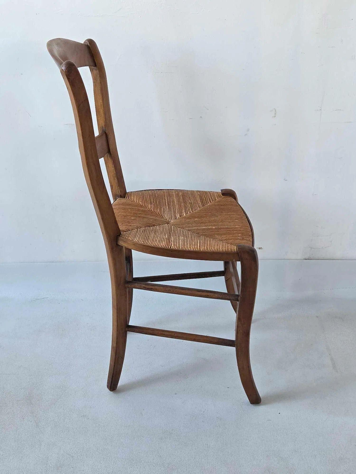 Satz von vier antiken Binsenstühlen mit Leiterlehne, 19. Jahrhundert im Angebot 1