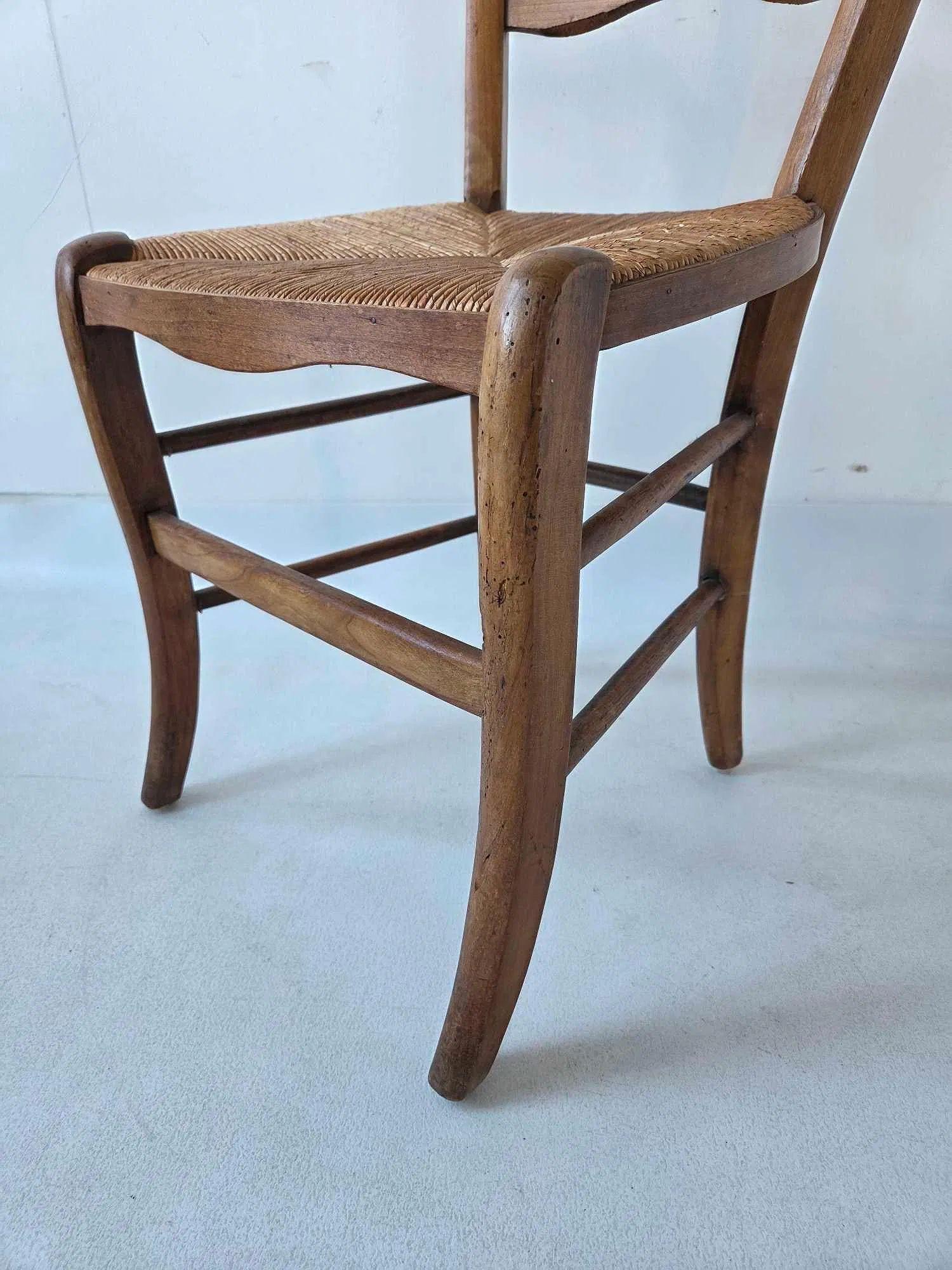 Satz von vier antiken Binsenstühlen mit Leiterlehne, 19. Jahrhundert im Angebot 3