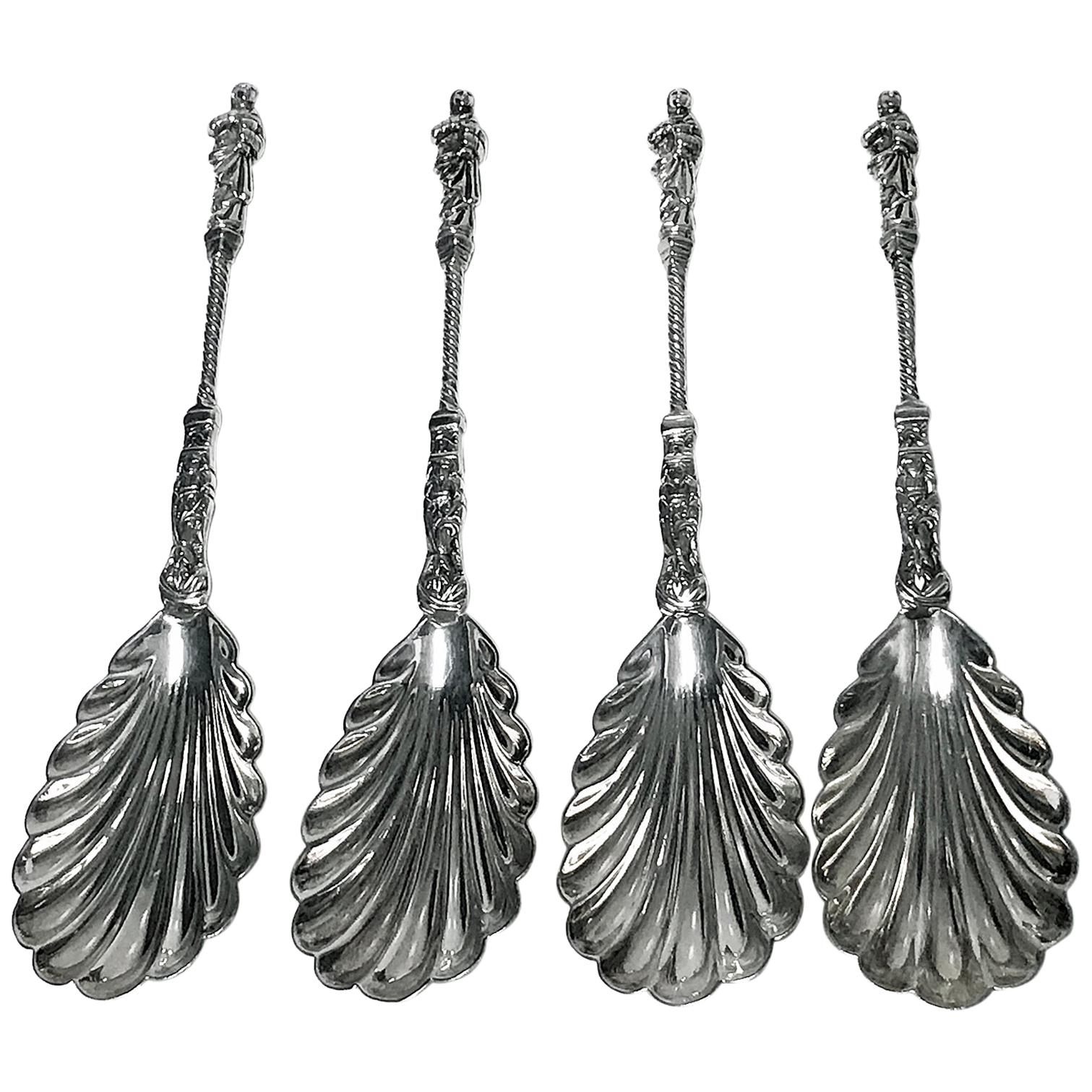 Set of Four Antique Silver Apostle Spoons Edward Hutton London, 1888