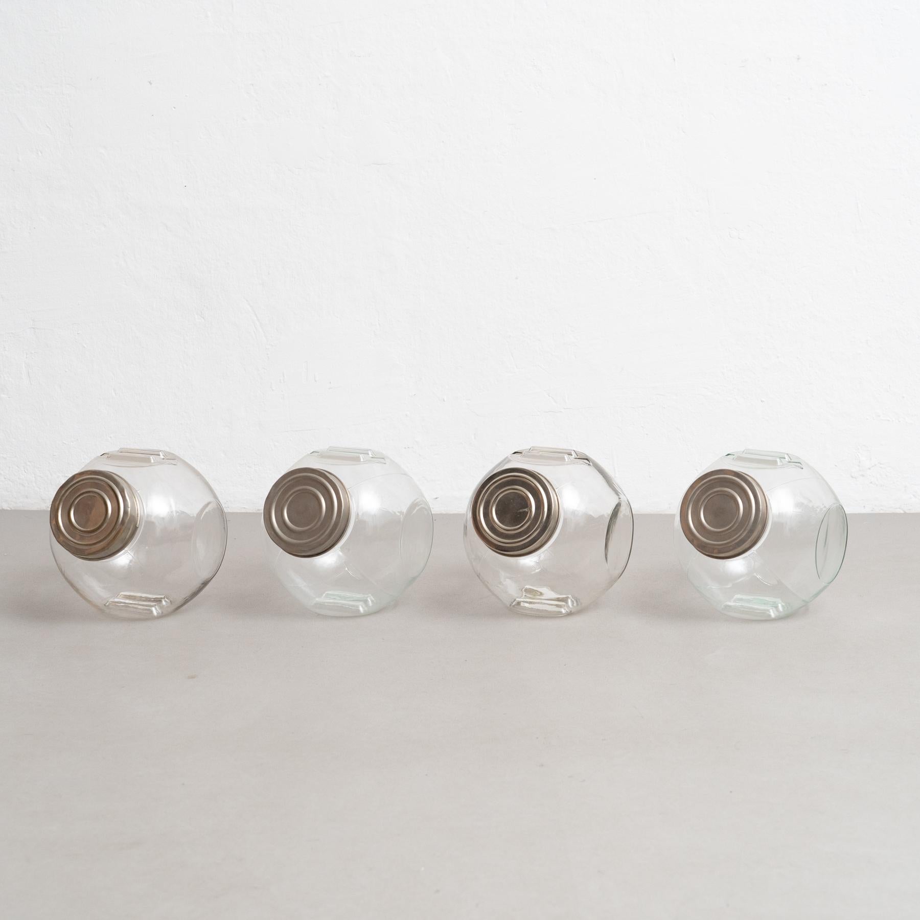 Set of Four Antique Spanish Candy Glass Container, circa 1930 In Good Condition In Barcelona, Barcelona