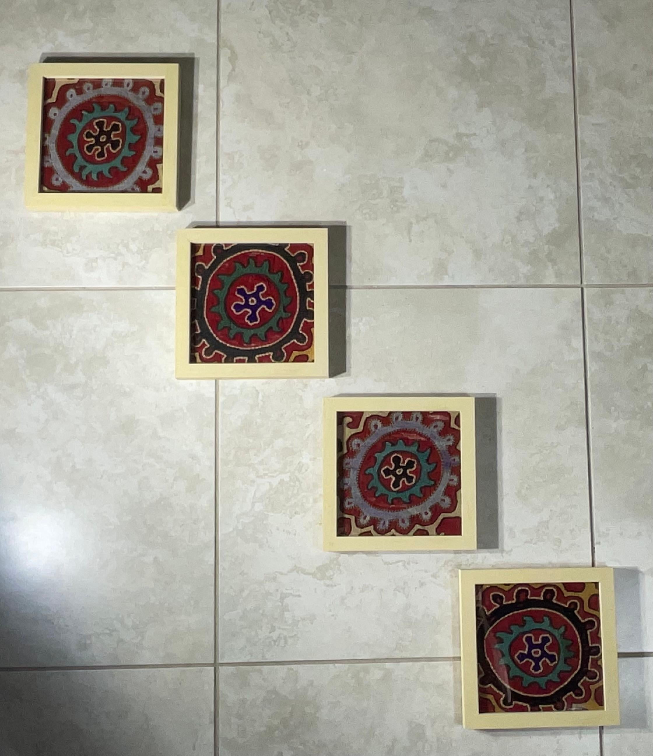 Set of Four Antique Suzani Wall Hanging For Sale 3