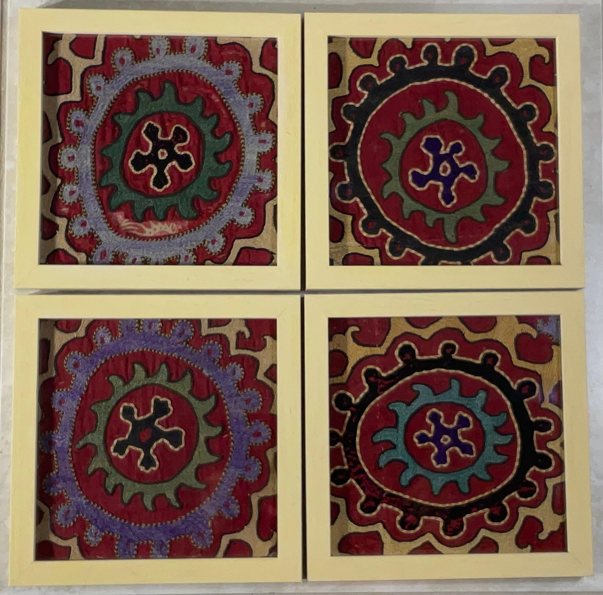 Set of Four Antique Suzani Wall Hanging For Sale 4