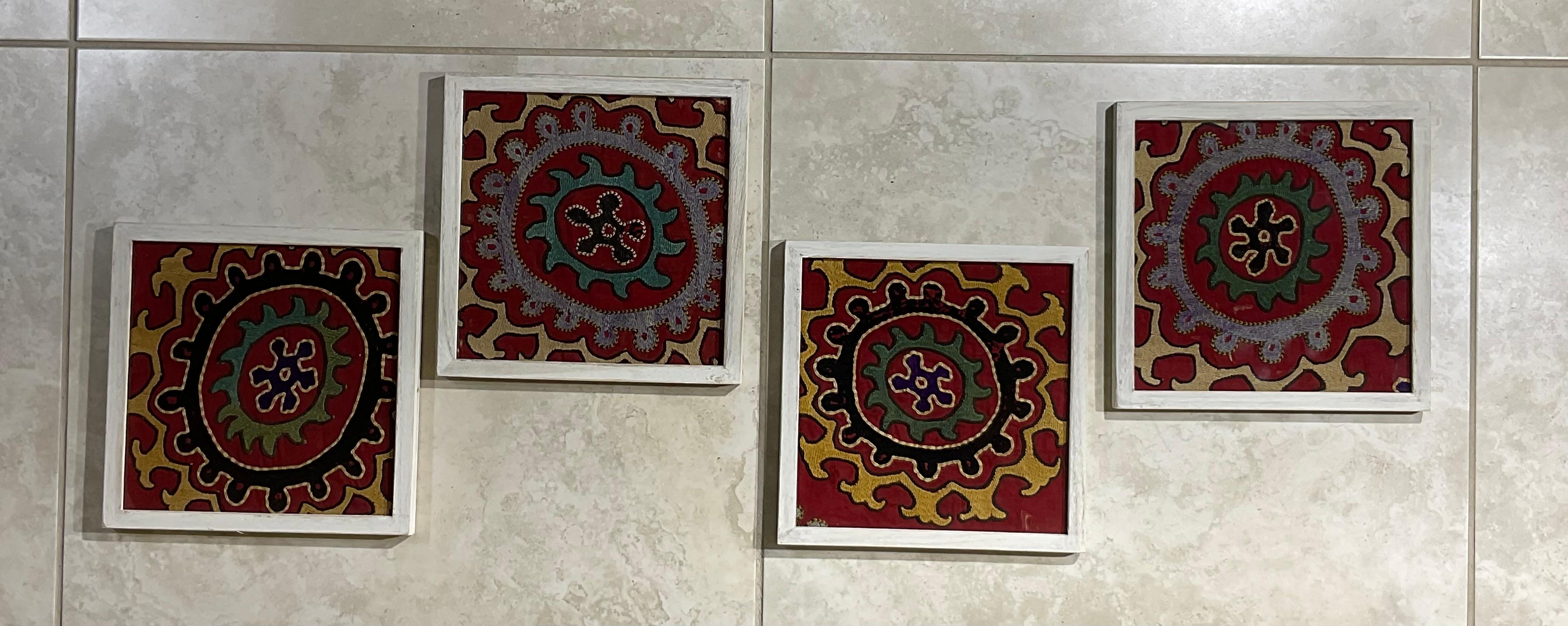 Set of Four Antique Suzani Wall Hanging For Sale 8