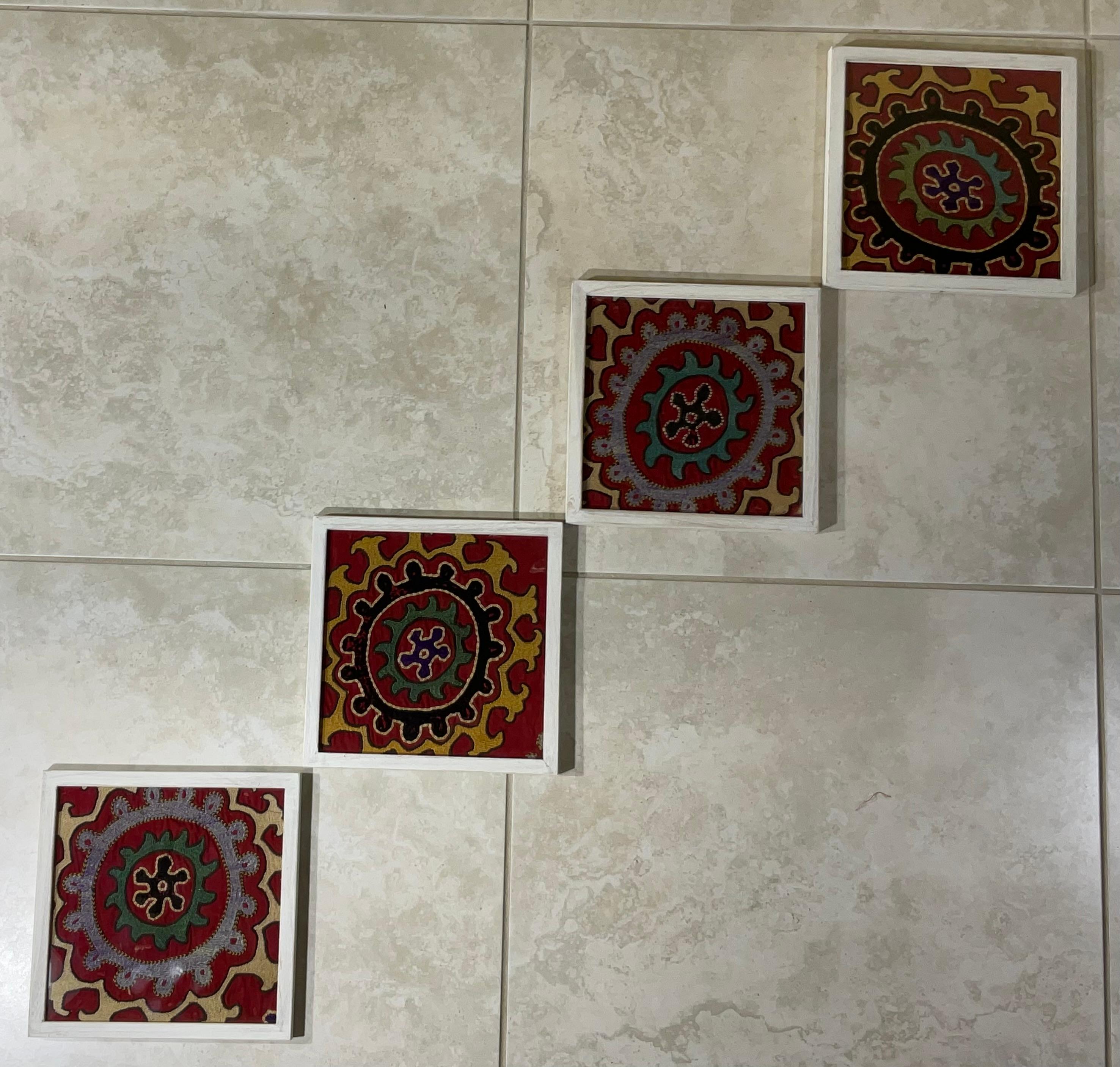 Set of Four Antique Suzani Wall Hanging For Sale 11