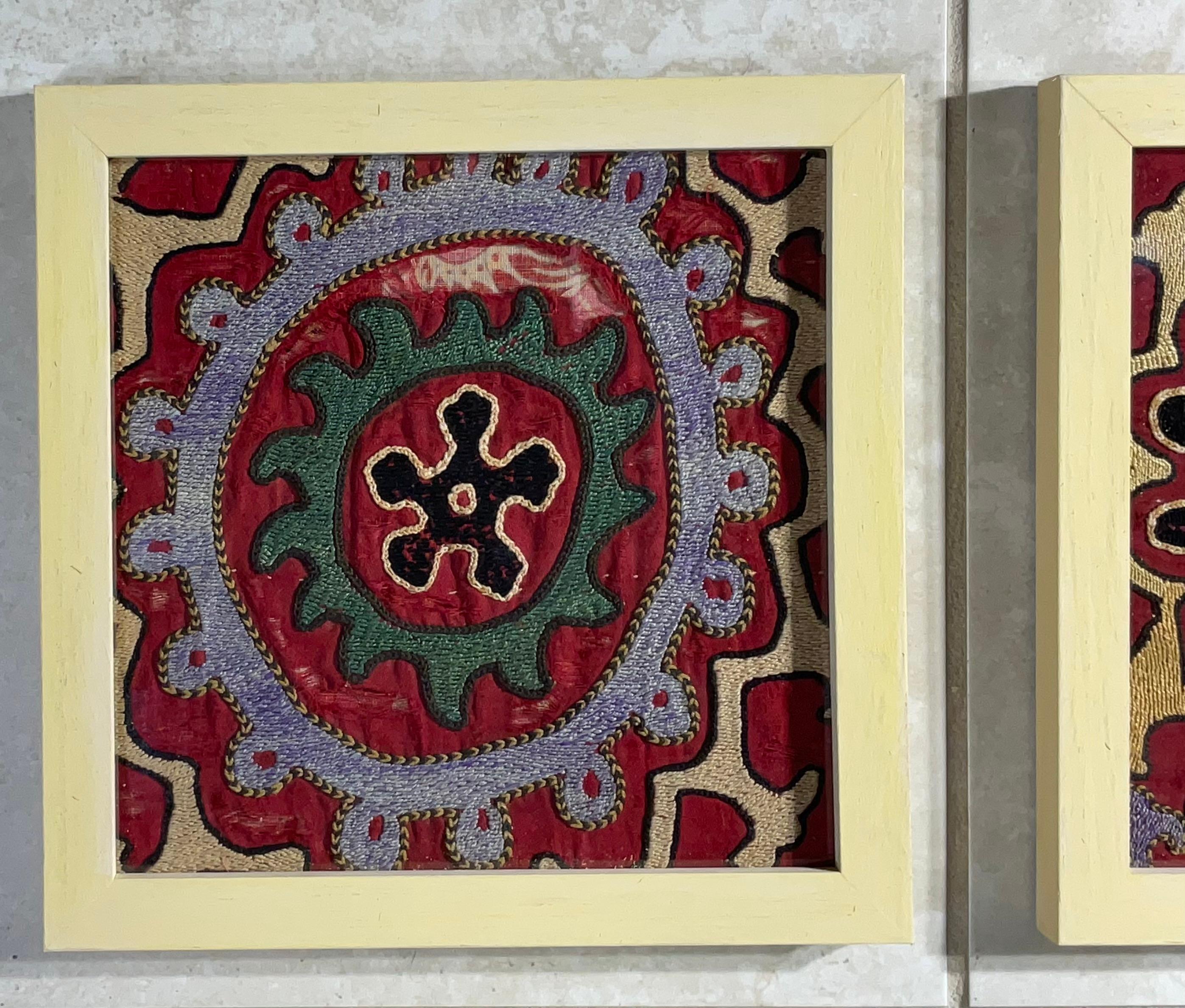 Early 20th Century Set of Four Antique Suzani Wall Hanging For Sale