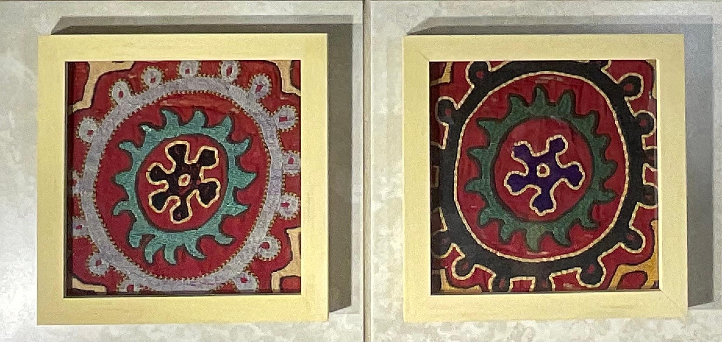 Early 20th Century Set of Four Antique Suzani Wall Hanging For Sale