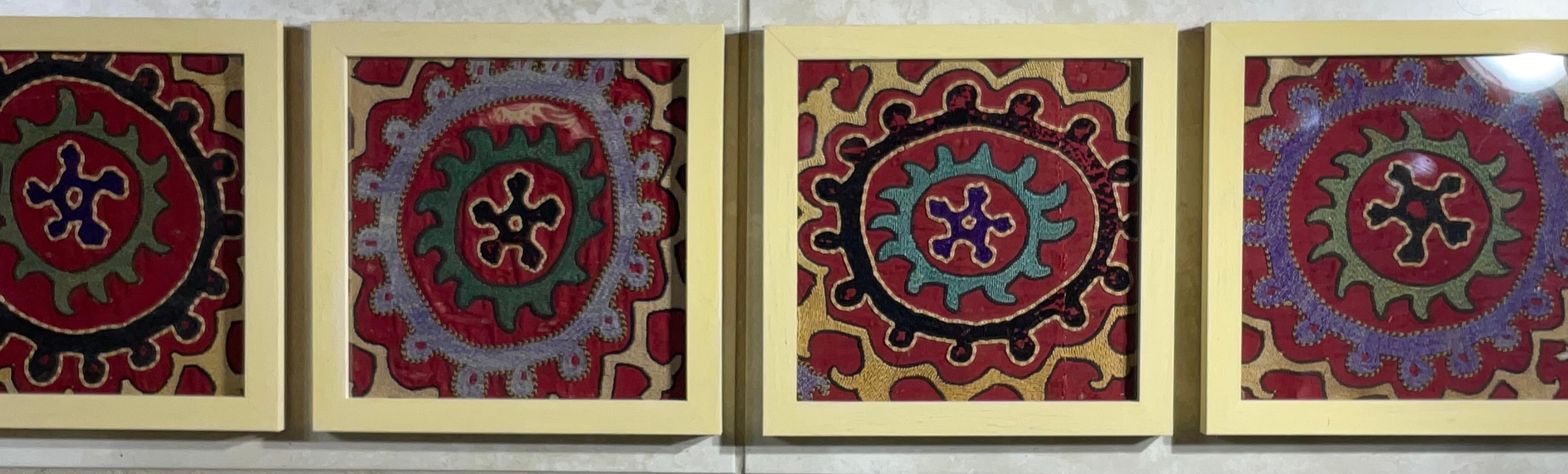 Wool Set of Four Antique Suzani Wall Hanging For Sale