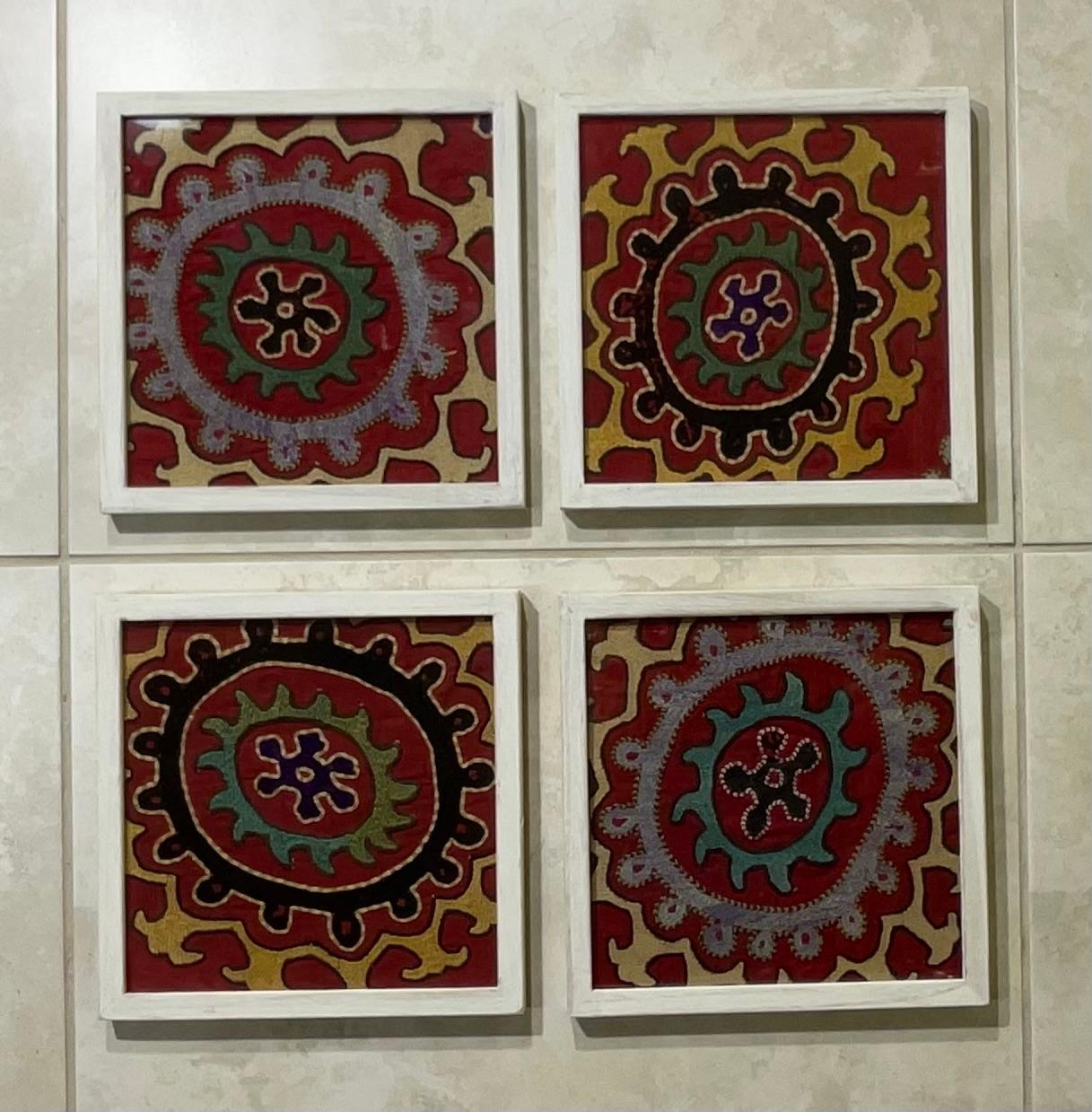 Set of Four Antique Suzani Wall Hanging For Sale 3