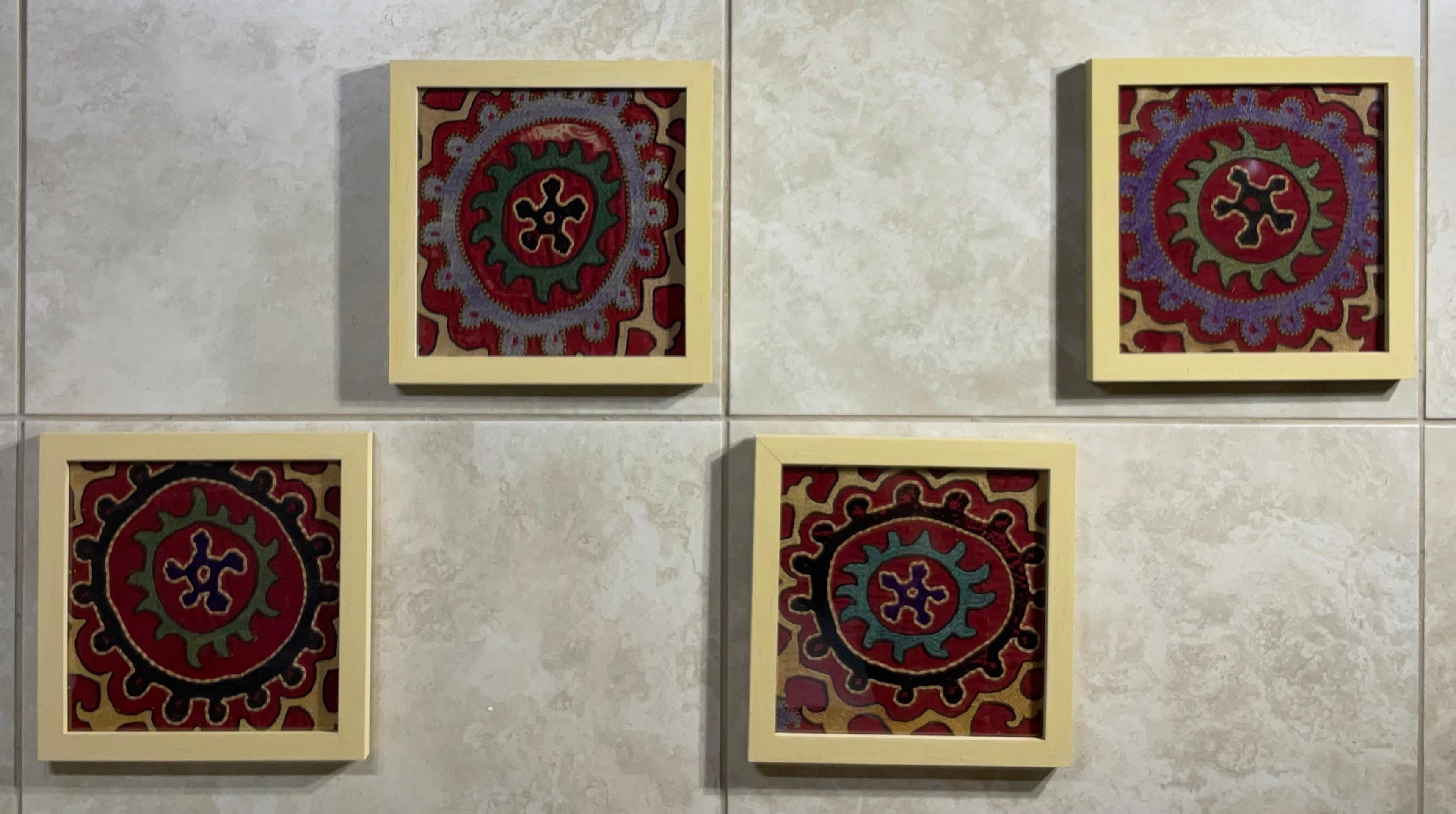 Set of Four Antique Suzani Wall Hanging For Sale 2