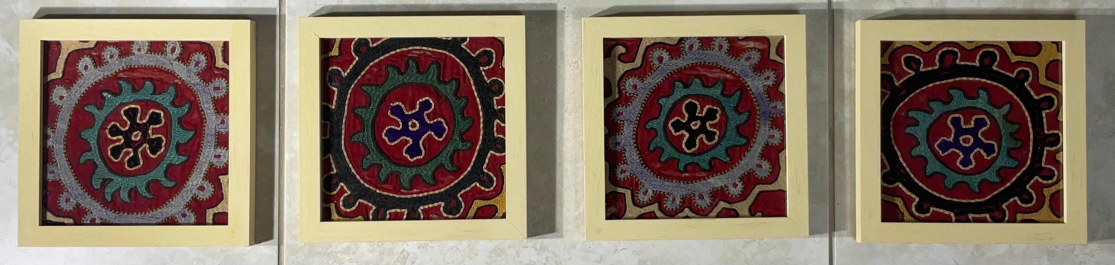 Set of Four Antique Suzani Wall Hanging For Sale 2