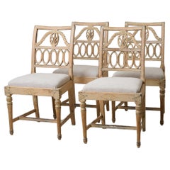 Set of Four Antique Swedish Gustavian Period Chairs, So Called Lindome Chairs