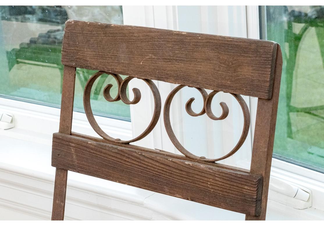19th Century Set Of Four Antique Wood And Iron Garden Chairs For Sale