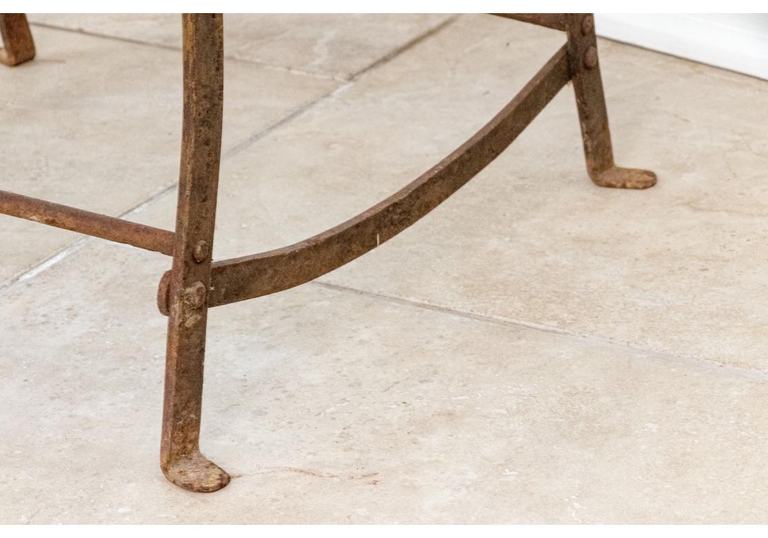 Set Of Four Antique Wood And Iron Garden Chairs For Sale 2