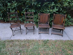Set of Four Antique Wooden Folding Chairs