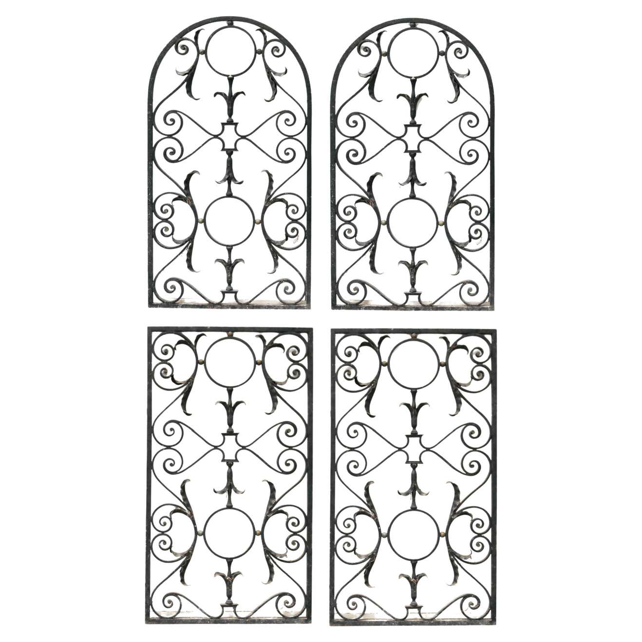 Set of Four Antique Wrought Iron Decorative Panels For Sale at 1stDibs