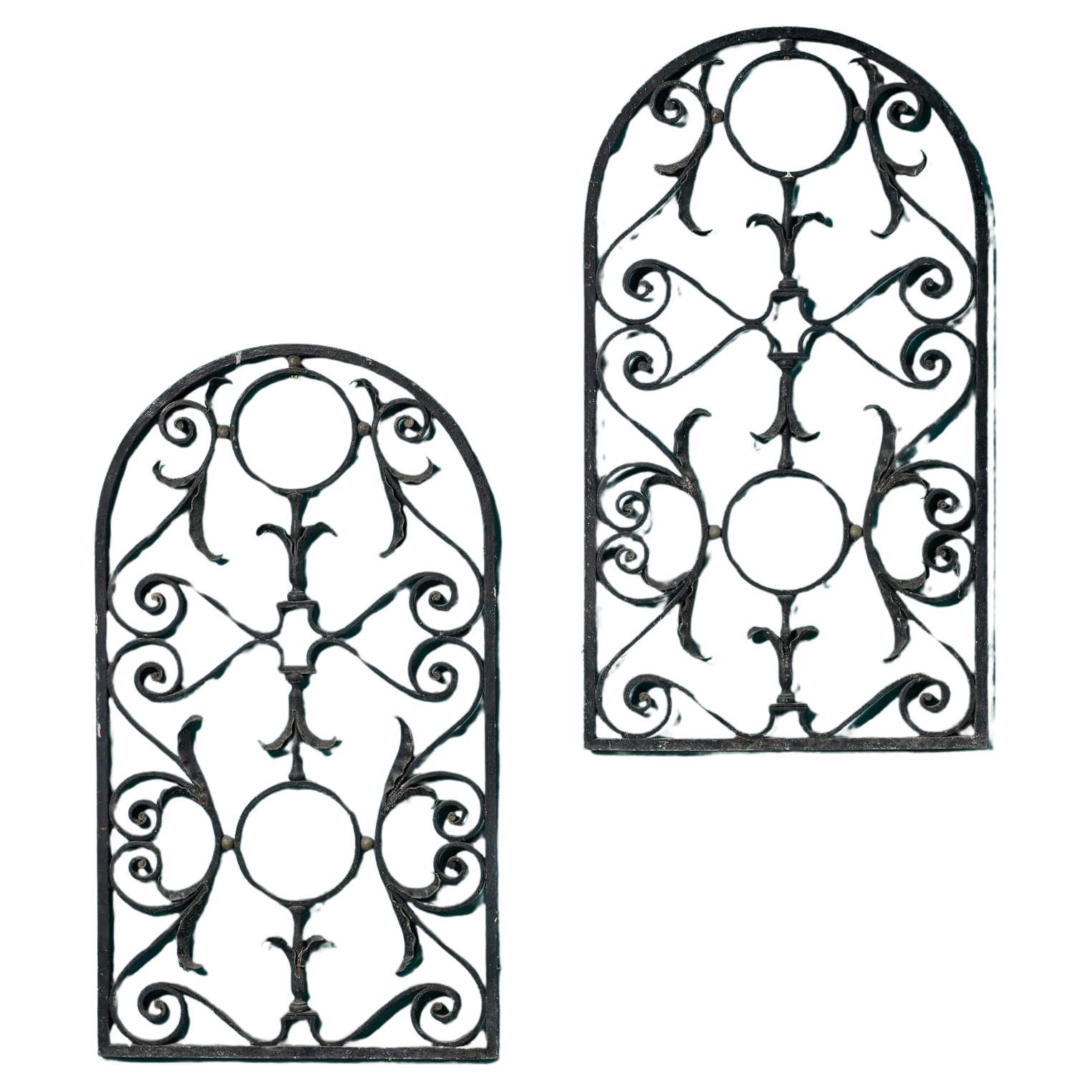 Set of Four Antique Wrought Iron Decorative Panels