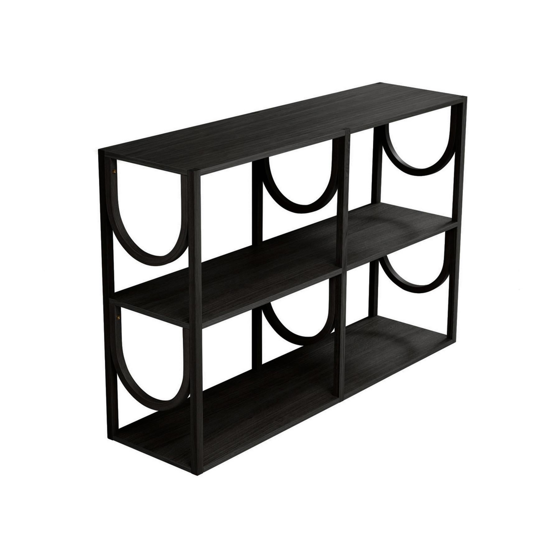 Set of four Arch modular solid oak bentwood shelving units, by Note Studio 6