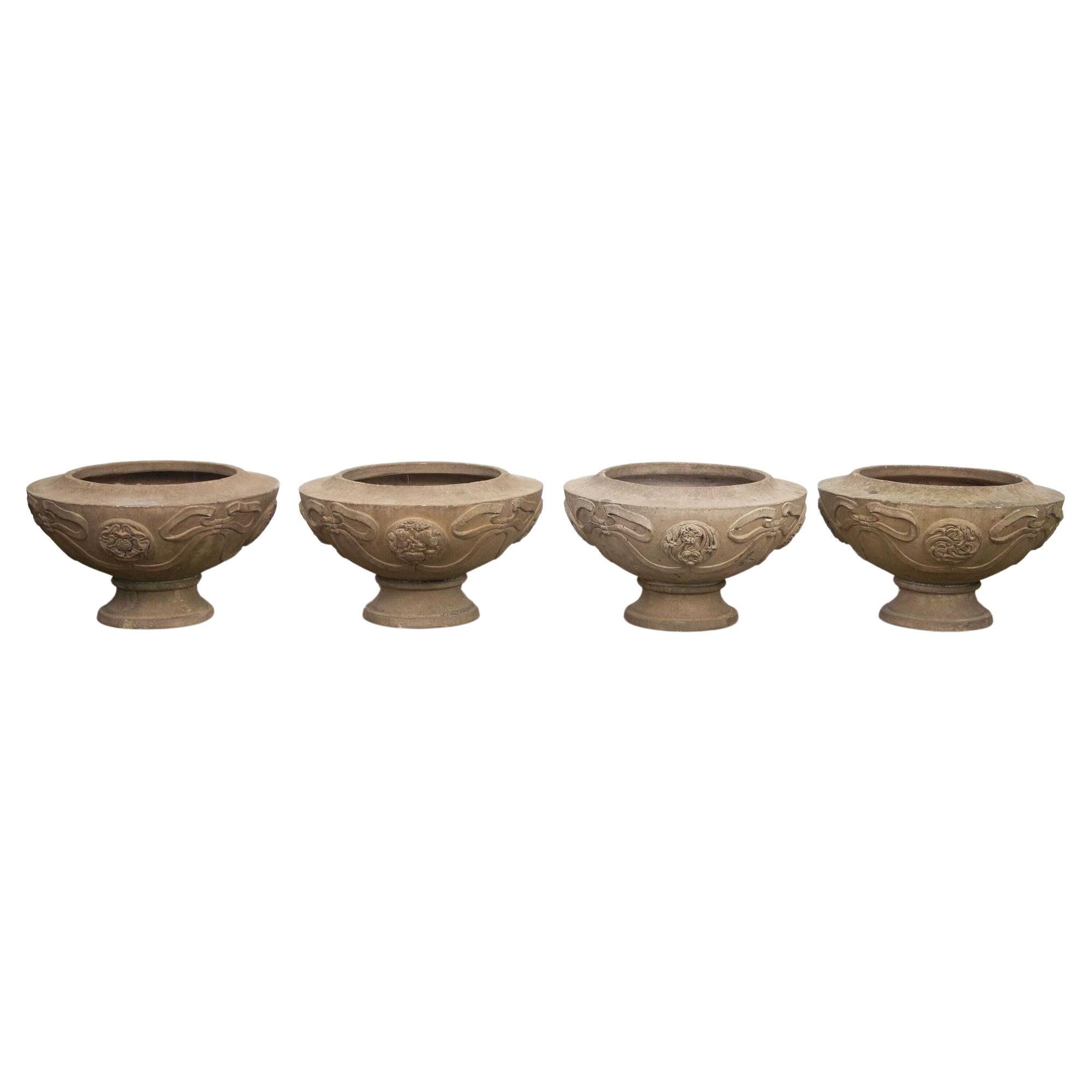 Set of Four Archibald Knox Compton Pottery 'Season' Pots For Sale