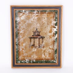 Set of Four Architectural Pagoda Paintings